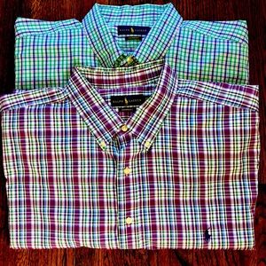 Pair (2) Ralph Lauren 100% light weight cotton button up dress shirt 3XB 3TG